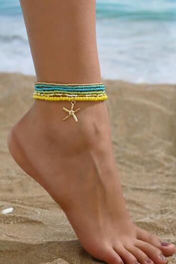 New Obsessions Colorful Beads Elastic Anklet Set