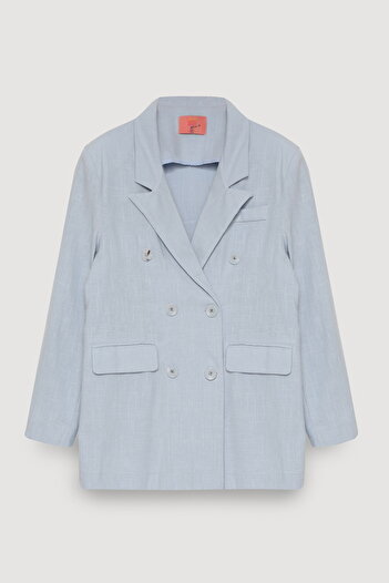 Quzu Önü Düğme Detaylı Uzun Kollu Blazer Ceket
