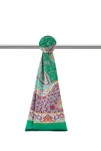 Bursa İpek Green Paisley Pattern Soft Shawl