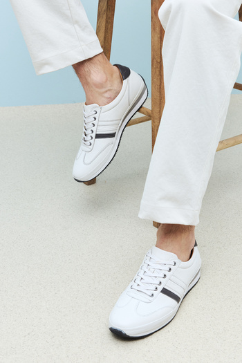 Ziya White Men's Genuine Leather Sneakers - 1511002 Z060