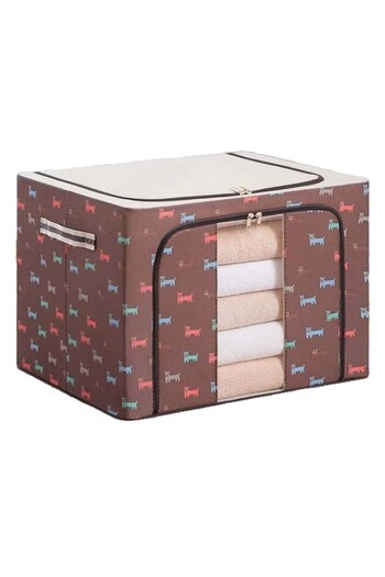Flippy Storage Box 24 L, Oxford Cloth, 40x30x20 cm, Metal Frame, Plastic Base, Puppy, Brown