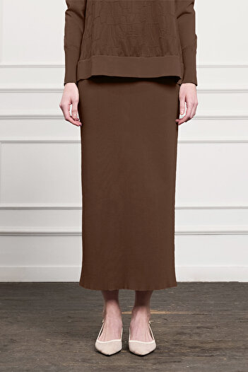 Nuss Mercerized Steel Knitted Skirt 013 Dark Brown