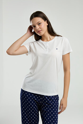 Pierre Cardin White Women's Pajama Set R.O.8.9.Z.E.5.3..L.T.