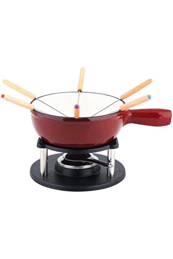 Carl Schmidt Sohn Cast iron fondue set ALPEN red