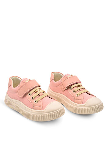 kids A more Brooklyn Deri Detaylı Kız Çocuk Pembe Renk Anatomik Keten Ayakkabı