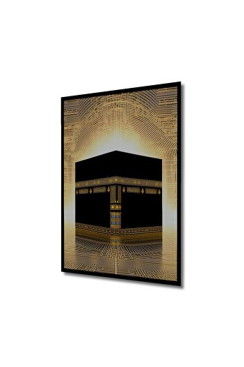 Teona Ahşap Kabe Altın Işık Modern Sanat Ahşap Dekoratif Dikdörtgen Salon/Ofis/Ev Çerçeve Görünümlü Tablo