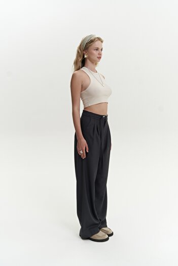 Mai Letizia Belt Detail Anthracite Trousers