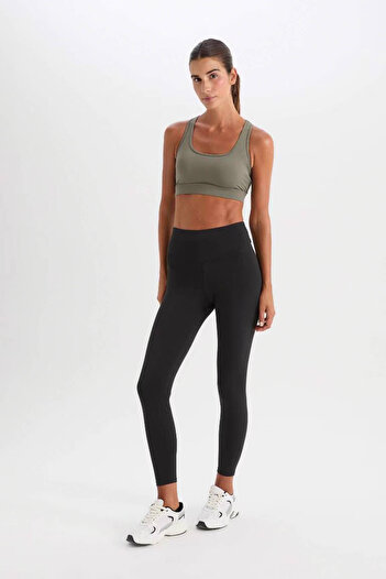 DeFacto Black Sports Tights - Printed and Waist Hugging