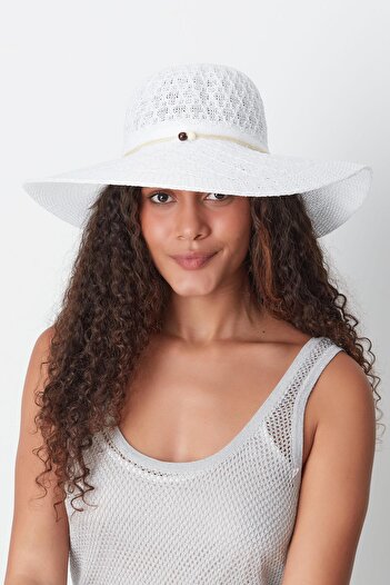 C&City Mercerized White Beach Hat - T24740-07