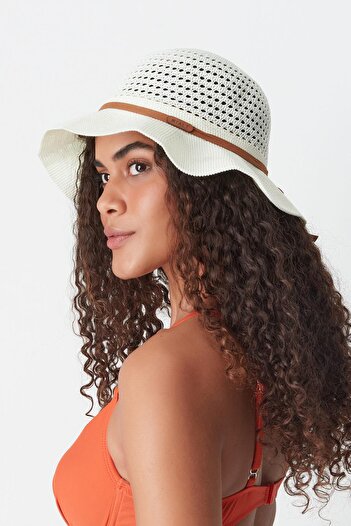 C&City Mercerized White Beach Hat - T24740-17