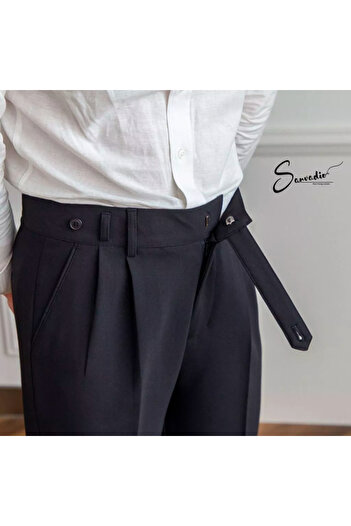 town walker Men's Winter Italian Belted Pleated Pants Old Money