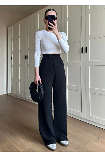 Livik Black Women's Lycra Velcro Closure Palazzo Pants