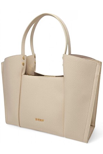 Evident Cream Color Bucket Model Double Strap Women's Soft Shoulder Bag