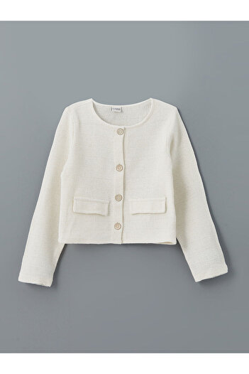 LC Waikiki Ecru Girl's Tweed Jacket