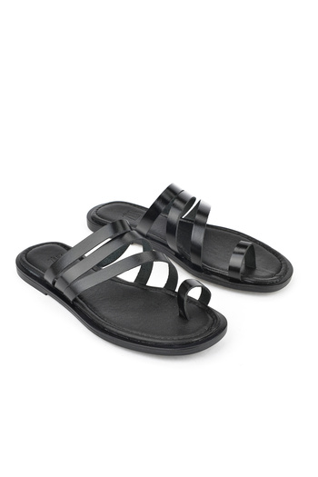 Ziya Women's Hat Leather Slippers Black 1511010 Z1018
