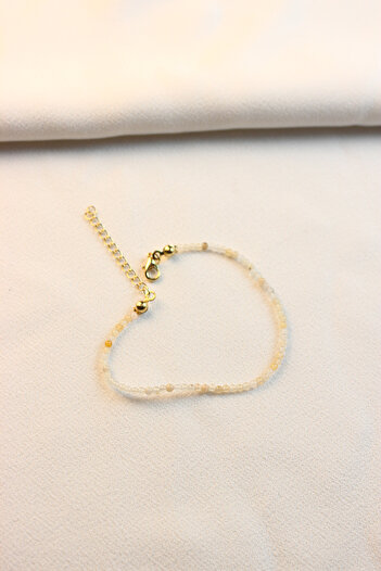 Dazzlecave Minimal White Toned Crystal Bracelet with Gold Plated Extension Chain