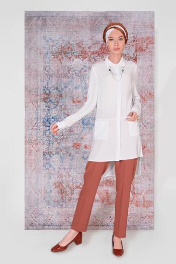 Alvina Collar Detailed Front Short Back Long Tunic 4925