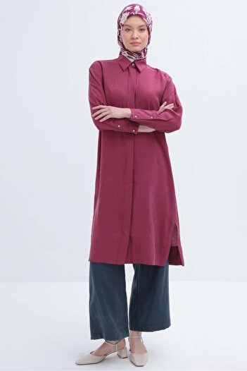 ALLDAY Cherry-Stone Buttoned Long Modal Shirt