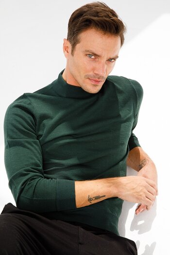 Desen Triko Men's Basic Half Fisherman Thin Knitwear Sweater Nefti