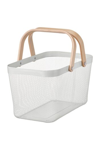 IKEA RISATORP Basket – White, 27x42x23 cm | Durable, Stylish Metal Storage Basket for Home Organization