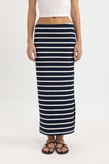 DeFacto Striped Regular Waist Ribbed Camisole Midi Skirt A9418AX24SM