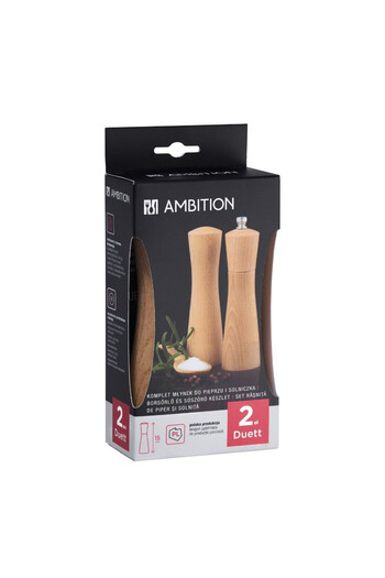 Ambition 2-piece set, 15cm pepper mill and salt shaker, brown wood, Duett