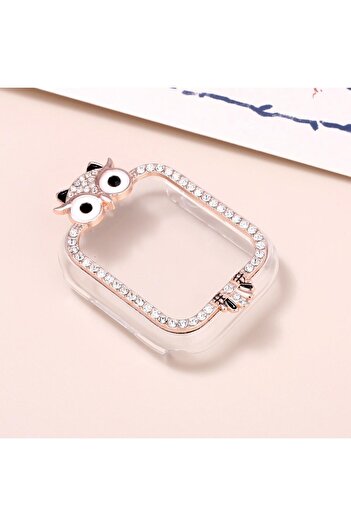 UnDePlus Hard Pc Case Protector for Apple Watch 7 8 9 41mm with 3D Figured Rhinestone Screen Protector