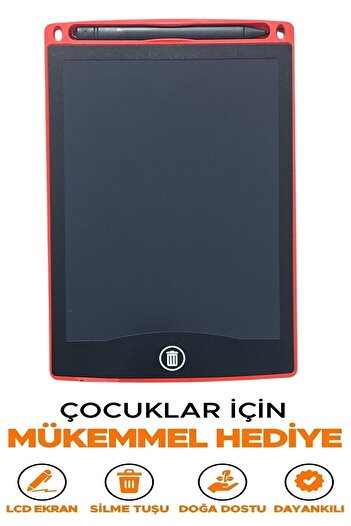 Kenko Dijital Yazı Tableti Lcd Ekranlı Kalemli Çizim Tahtası 8.5'' inch Kırmızı Renk