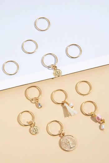 New Obsessions Σετ σκουλαρίκια μαλλιών 11 τεμαχίων με κρεμαστό μενταγιόν