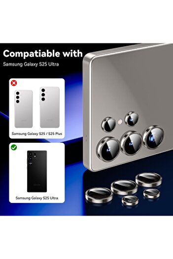 AWH Camera Lens Protector for Samsung Galaxy S25 Ultra, Ultra-HD 9H Glass, Military-Grade