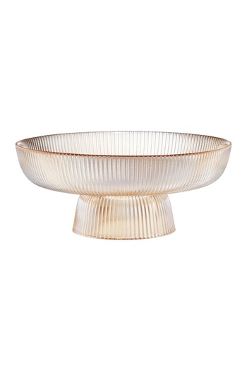 Ambition Cake stand with base 25cm, glass, amber, Curly