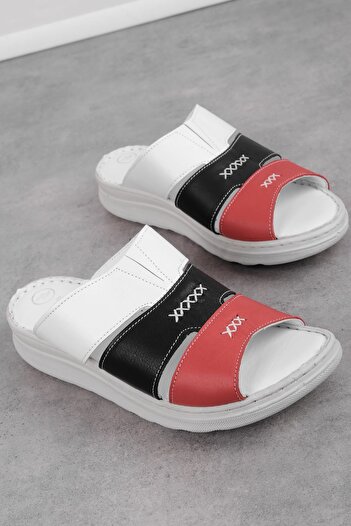 Lal Shoes & Bags Admiral Жіночі тапочки з натуральної шкіри з 3-ма ремінцями та деталями швів - білі