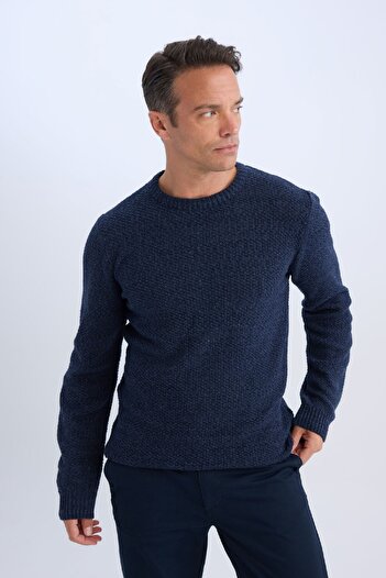 DeFacto Standart Fit Normal Kesim Bisiklet Yaka Dokulu Basic Düz Triko Kazak R1175az24wn