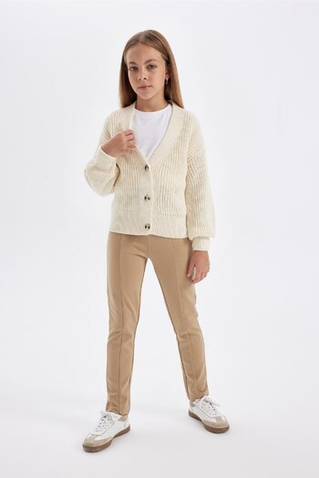 DeFacto Girl's Long Length Straight Leg Beige Tights 3132677
