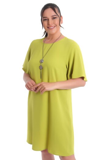 Trend42plus Plus Size Short Sleeve Pistachio Green Dress