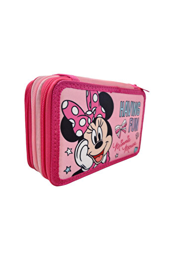 Minnie Mouse Pencil case with 3 compartments, 20x13x7 cm, equipped, 43 pieces, multicolor, Minnie Mouse