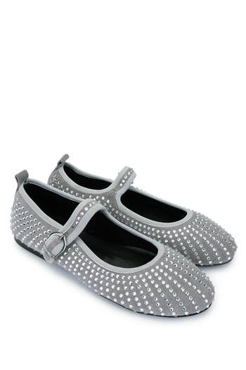 Tamer Tanca Women's Genuine Leather Gray Ballerina Shoes