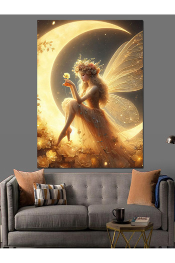 Tablo Mega Moonlight and Angel Decorative Canvas - Mdf Wooden Painting