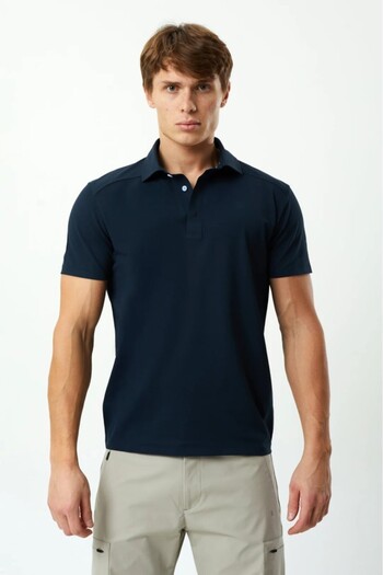 Exuma Ανδρικό μπλουζάκι με γιακά πόλο Navy Blue 1412034