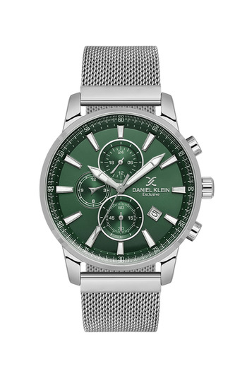 Daniel Klein Dke.1.10798-4 Green Dial Steel Case Silver Cord 3 Atm Men's Battery Operated Wristwatch