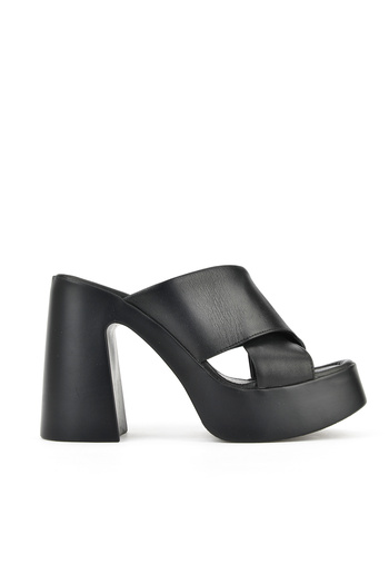Ziya , Women's Genuine Leather Heeled Slippers 151992 Z66001 Black