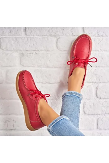 Joana Women's Loafers, Genuine Leather, Red, Harla