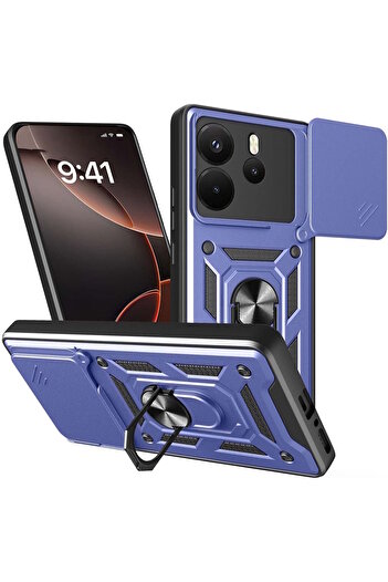 m.tk moveteck Xiaomi Redmi Note 14 Case with Camera Protection Sliding Ring Armor Military Tank Armor Skid Cover