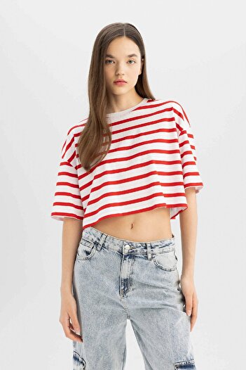 DeFacto Coool Fitted Striped Short Sleeve T-Shirt A9046AX24SM
