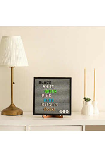 HippoDeco Decorative Writing Board, Black Wooden Frame Letter Board with Gray Felt Backdrop, (White Letter)