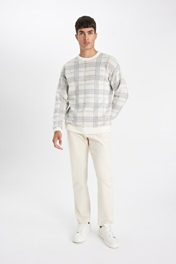 DeFacto Relax Fit Crew Neck Patterned Knitwear Sweater Y0619Az24Au