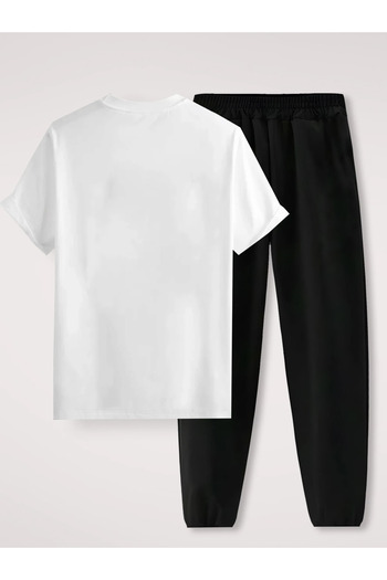 PENTHİLUS Men's and Juniors 2-Piece Set, Comfortable Wolf Print T-Shirt and Joggers, 95% Polyester