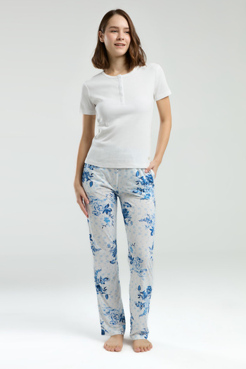 Pierre Cardin Women's White Short Sleeve Placket Collar Camisole Pajama Set Thclvr.70.Pcr