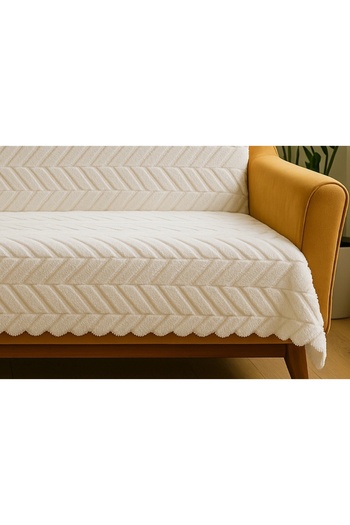 Sivalde Plush Cotton Cream Sofa Cover Sponge Base Non-Slip Sofa Bed/Sofa Cover |   160X210 Cm, 1 Piece
