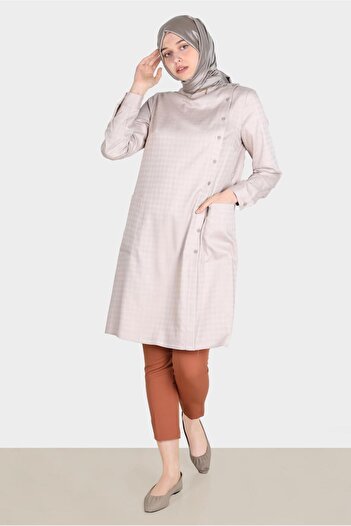 Alvina 42746 Model Houndstooth Patterned Tunic
